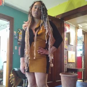 Vintage Venezia Long sleeve Wool Midi Bodycon Dress Size 16